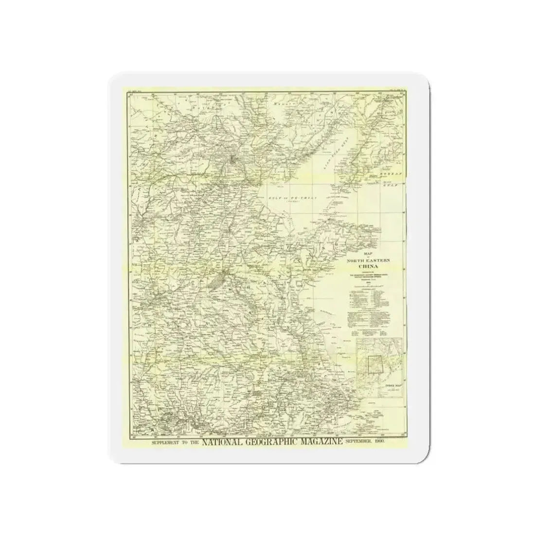 China, North Eastern (1900) (Map) Refrigerator Magnet - The Sticker Space