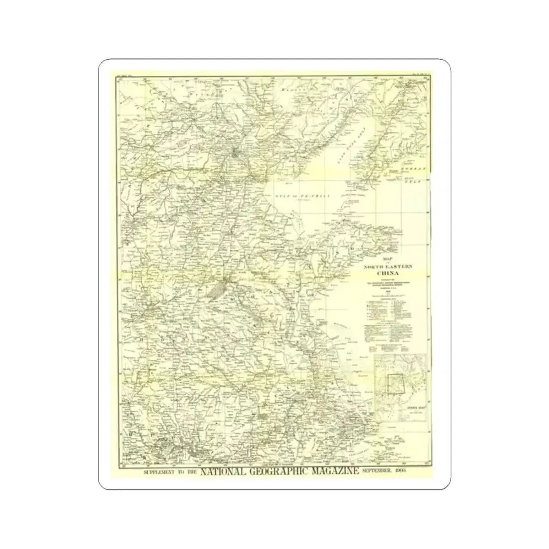 China, North Eastern (1900) (Map) STICKER Vinyl Kiss-Cut Decal 2 Inch White - The Sticker Space