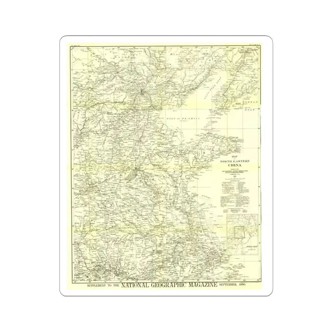 China, North Eastern (1900) (Map) STICKER Vinyl Kiss-Cut Decal 3 Inch White - The Sticker Space