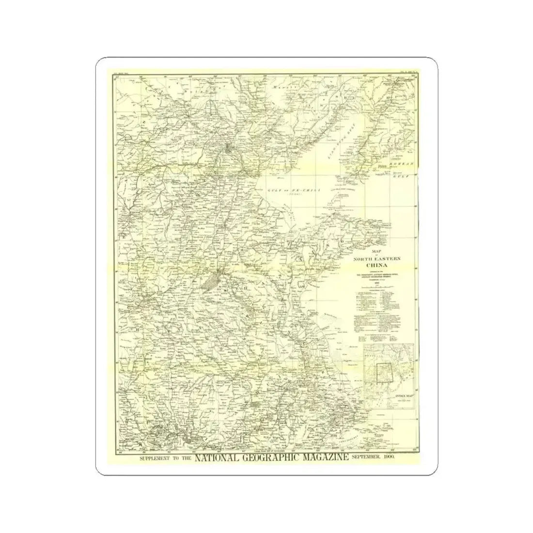 China, North Eastern (1900) (Map) STICKER Vinyl Kiss-Cut Decal 4 Inch White - The Sticker Space