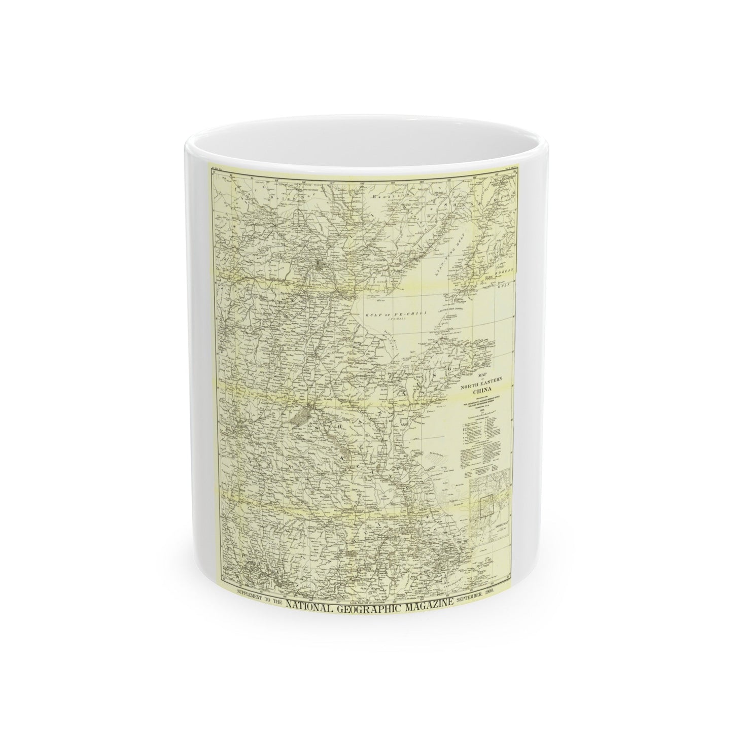 China, North Eastern (1900) (Map) White Coffee Mug-11oz-The Sticker Space