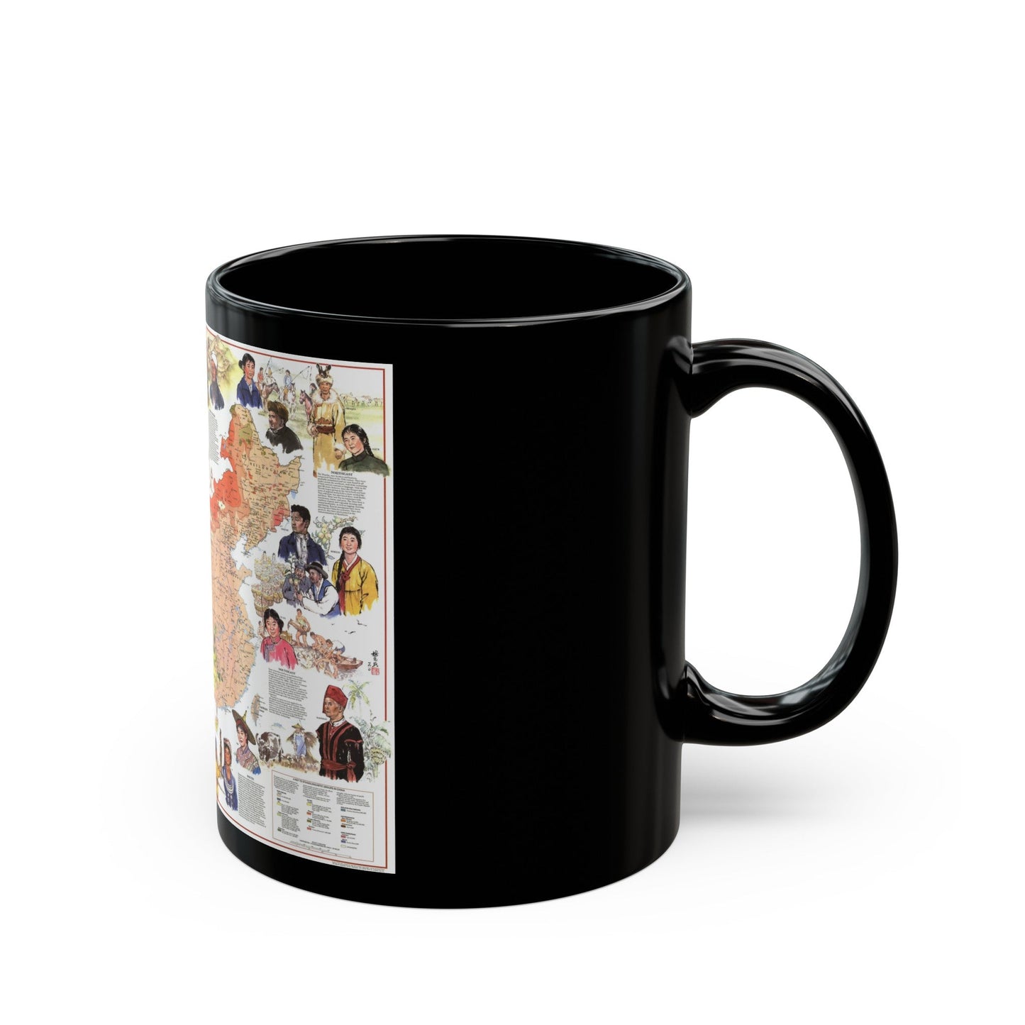 China - The Peoples (1980) (Map) Black Coffee Mug-The Sticker Space