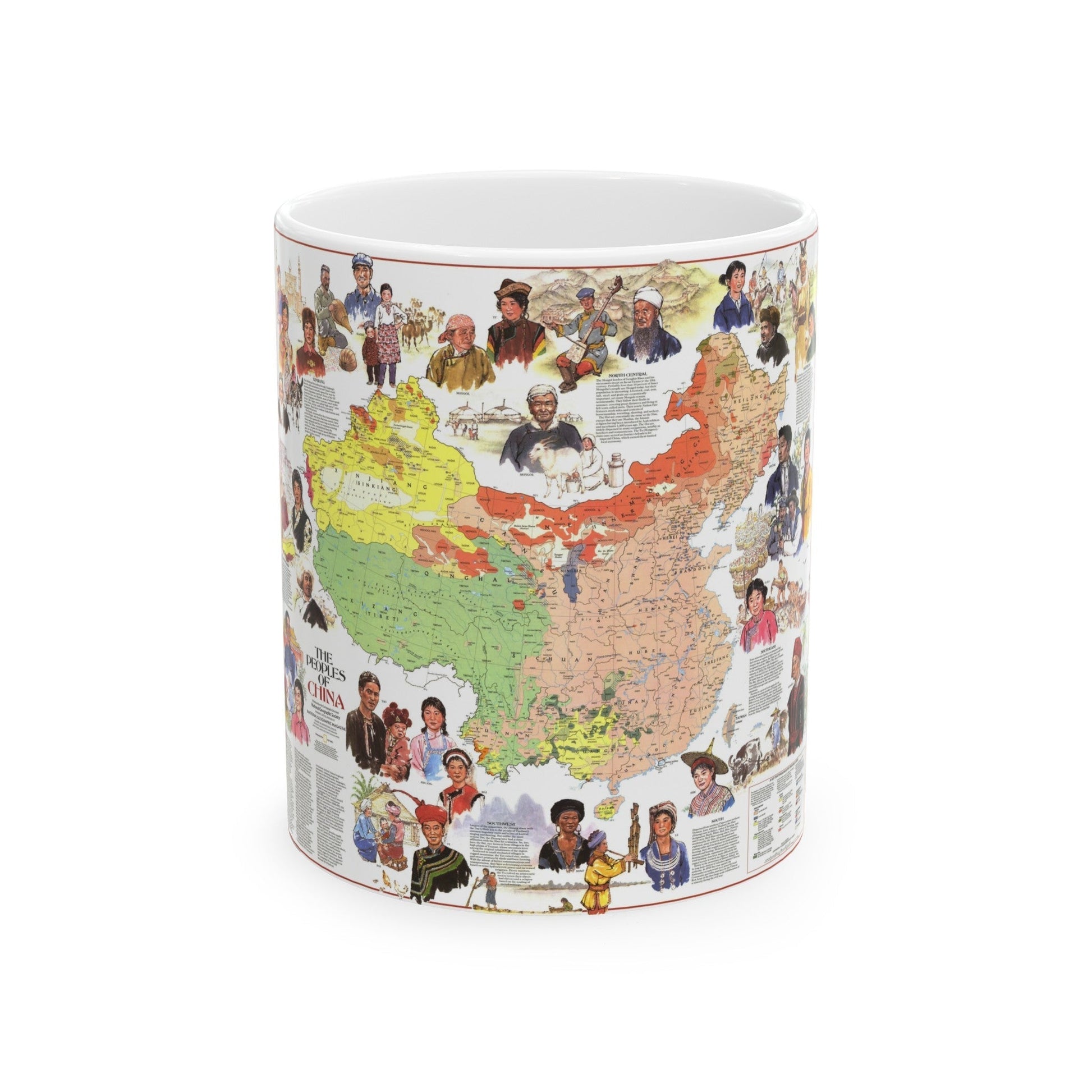 China - The Peoples (1980) (Map) White Coffee Mug-11oz-The Sticker Space