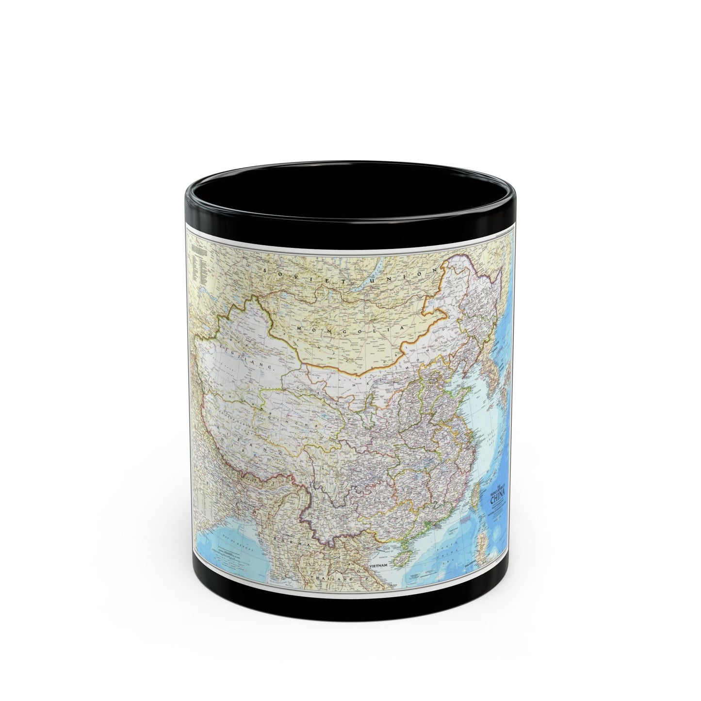 China - The People's Republic (1980) (Map) Black Coffee Mug-11oz-The Sticker Space