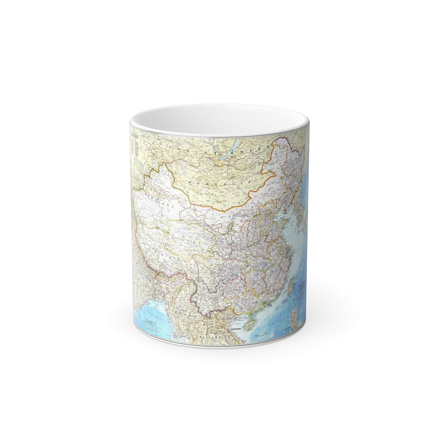 China - The People's Republic (1980) (Map) Color Changing Mug 11oz-11oz-The Sticker Space