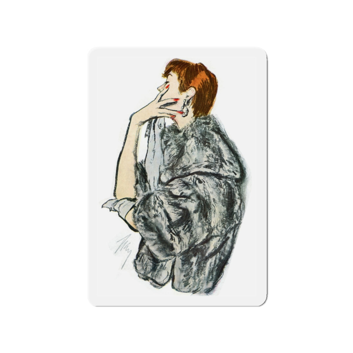 Chinchilla, 1954 (Magazine Illustration) Refrigerator Magnet-2" x 2"-The Sticker Space