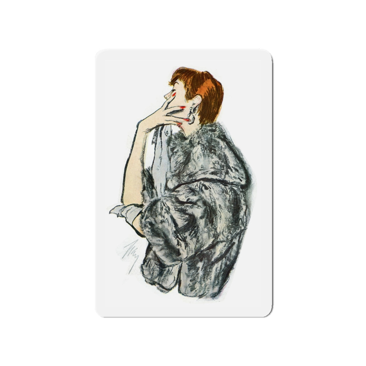 Chinchilla, 1954 (Magazine Illustration) Refrigerator Magnet-3" x 3"-The Sticker Space