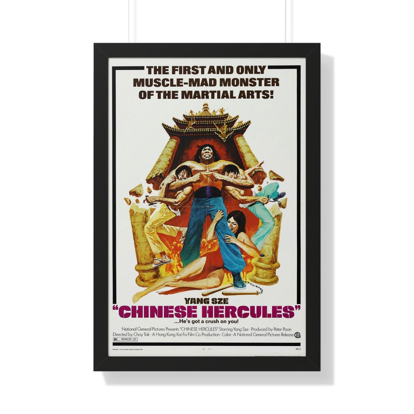 CHINESE HERCULES 1973 - Framed Movie Poster-20" x 30"-The Sticker Space