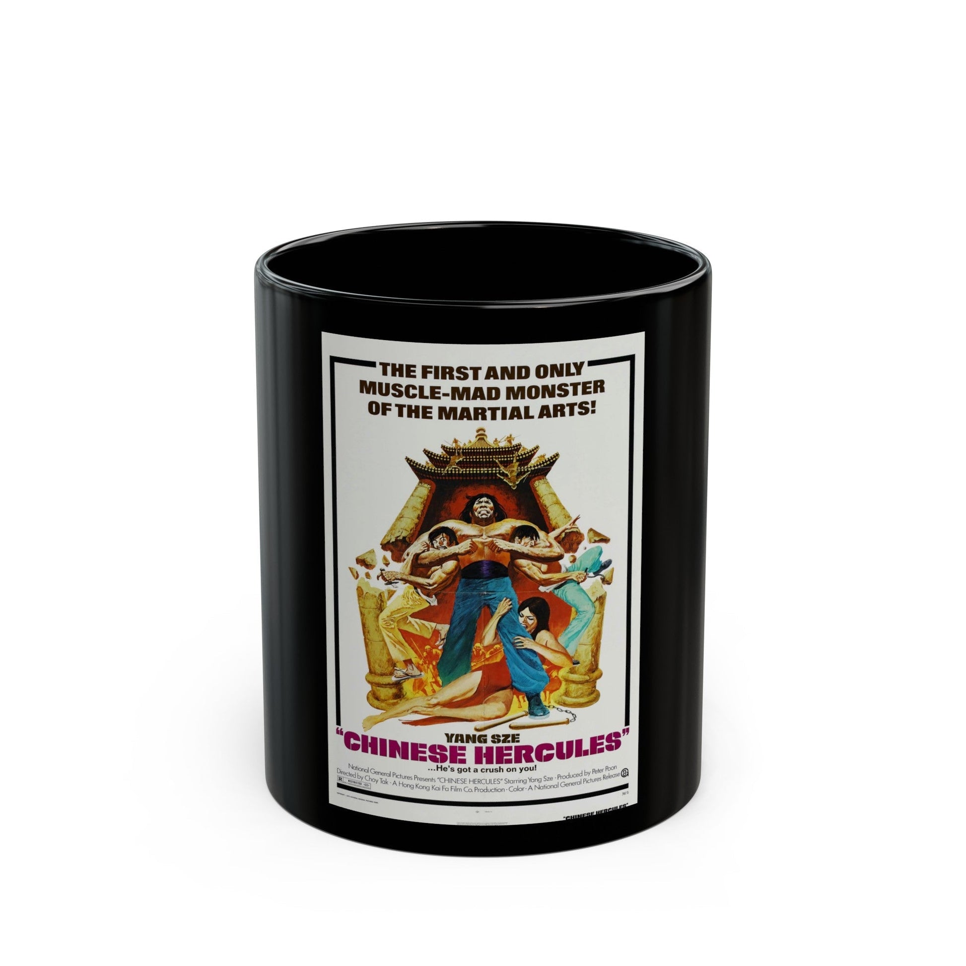 CHINESE HERCULES 1973 Movie Poster - Black Coffee Mug-11oz-The Sticker Space