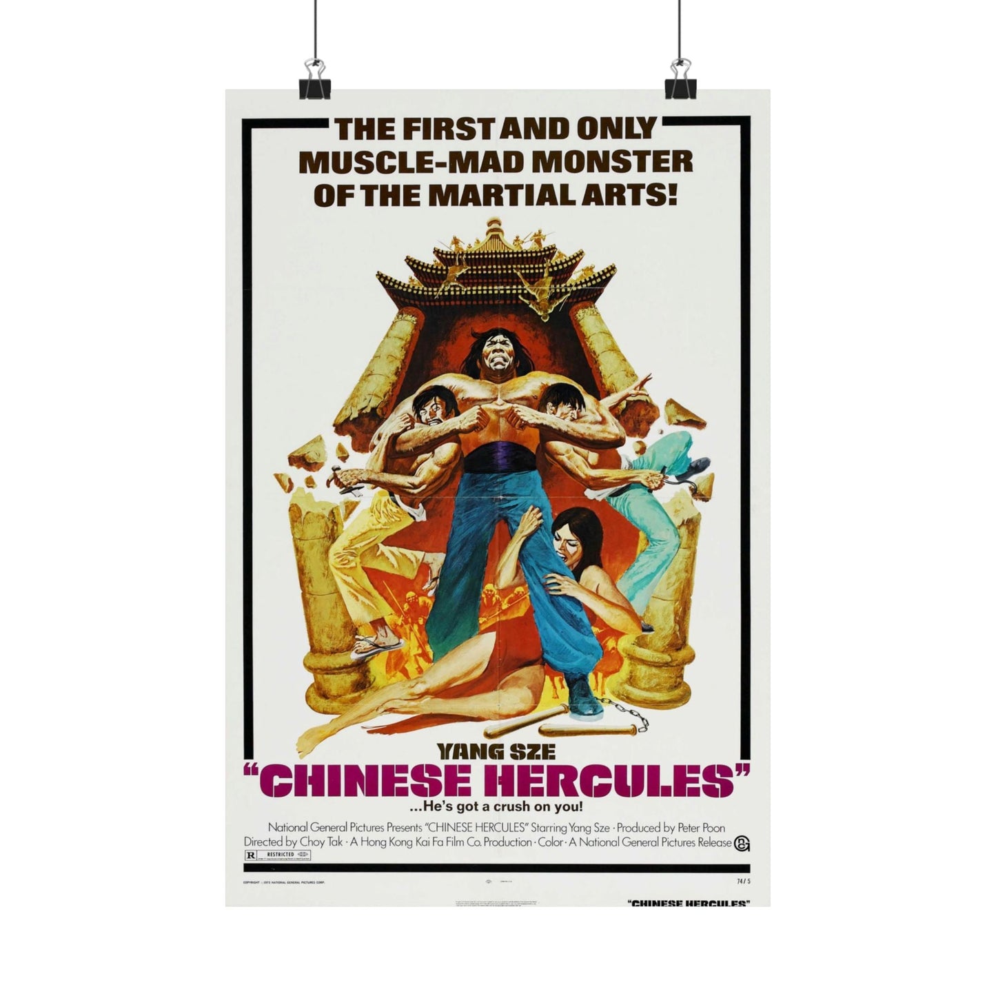 CHINESE HERCULES 1973 - Paper Movie Poster-12″ x 18″-The Sticker Space