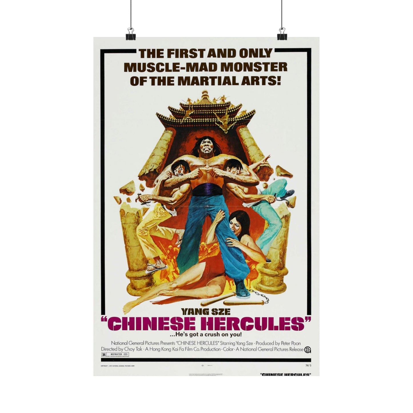 CHINESE HERCULES 1973 - Paper Movie Poster-16″ x 24″-The Sticker Space