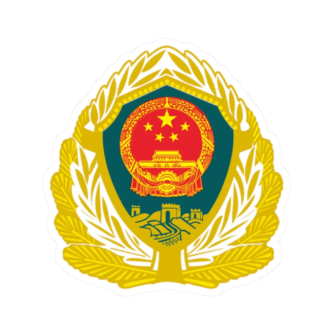 Chinese Peoples Armed Police Force CAPF cap insignia (China) (Coat of Arms) STICKER Vinyl Kiss-Cut Decal 2 Inch White - The Sticker Space