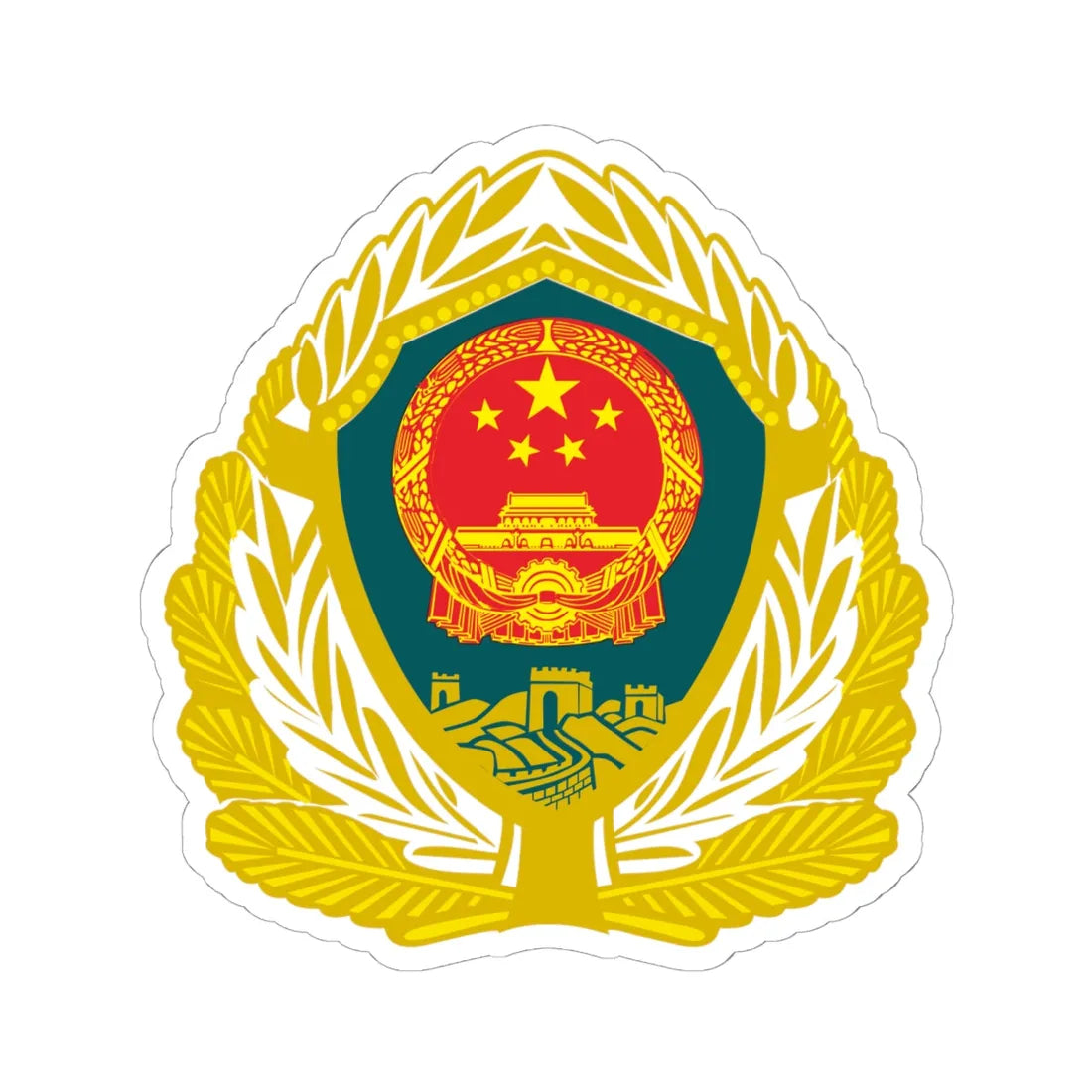Chinese Peoples Armed Police Force CAPF cap insignia (China) (Coat of Arms) STICKER Vinyl Kiss-Cut Decal 6 Inch White - The Sticker Space