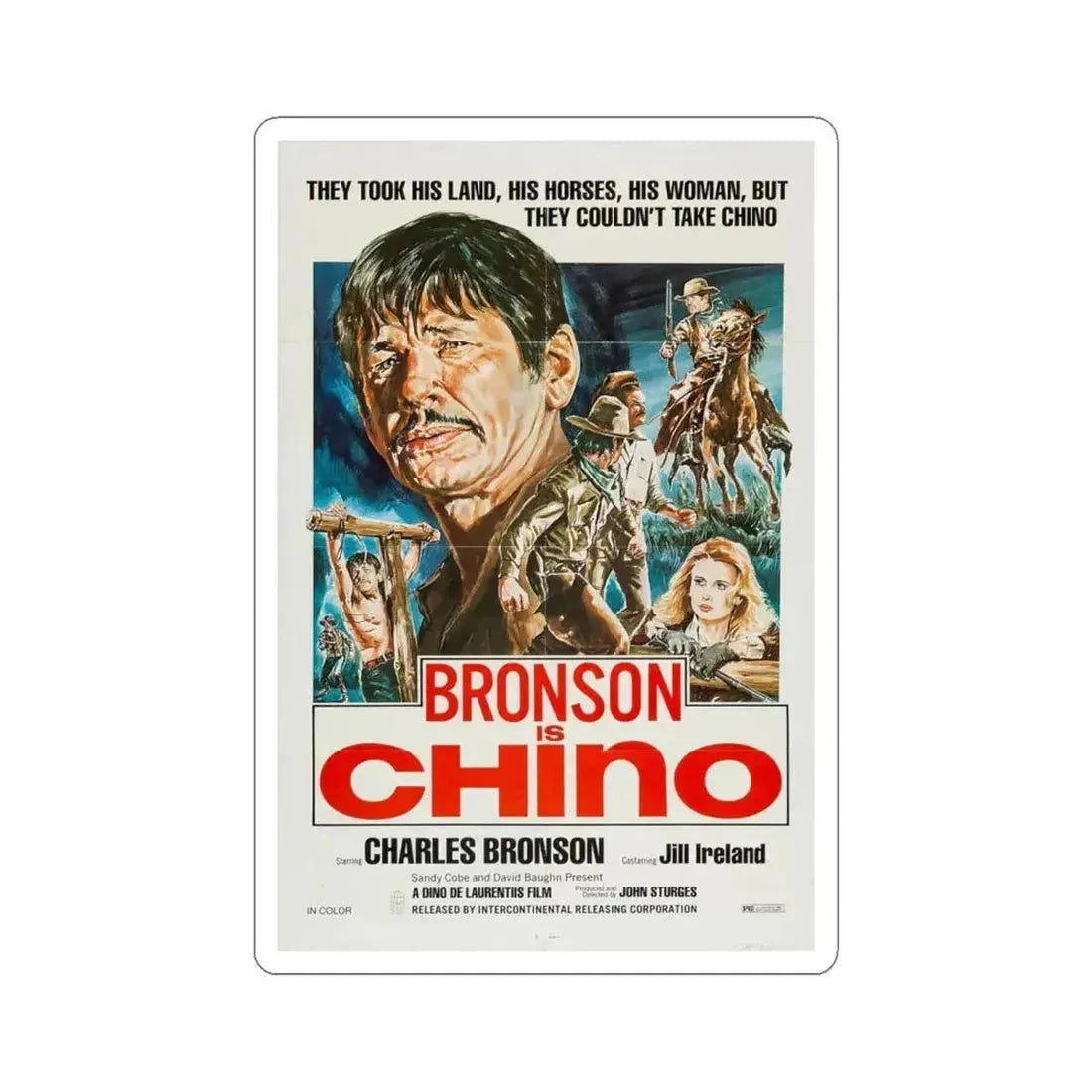 CHINO (4) 1973 Movie Poster - STICKER Vinyl Kiss-Cut Decal 6 Inch White - The Sticker Space