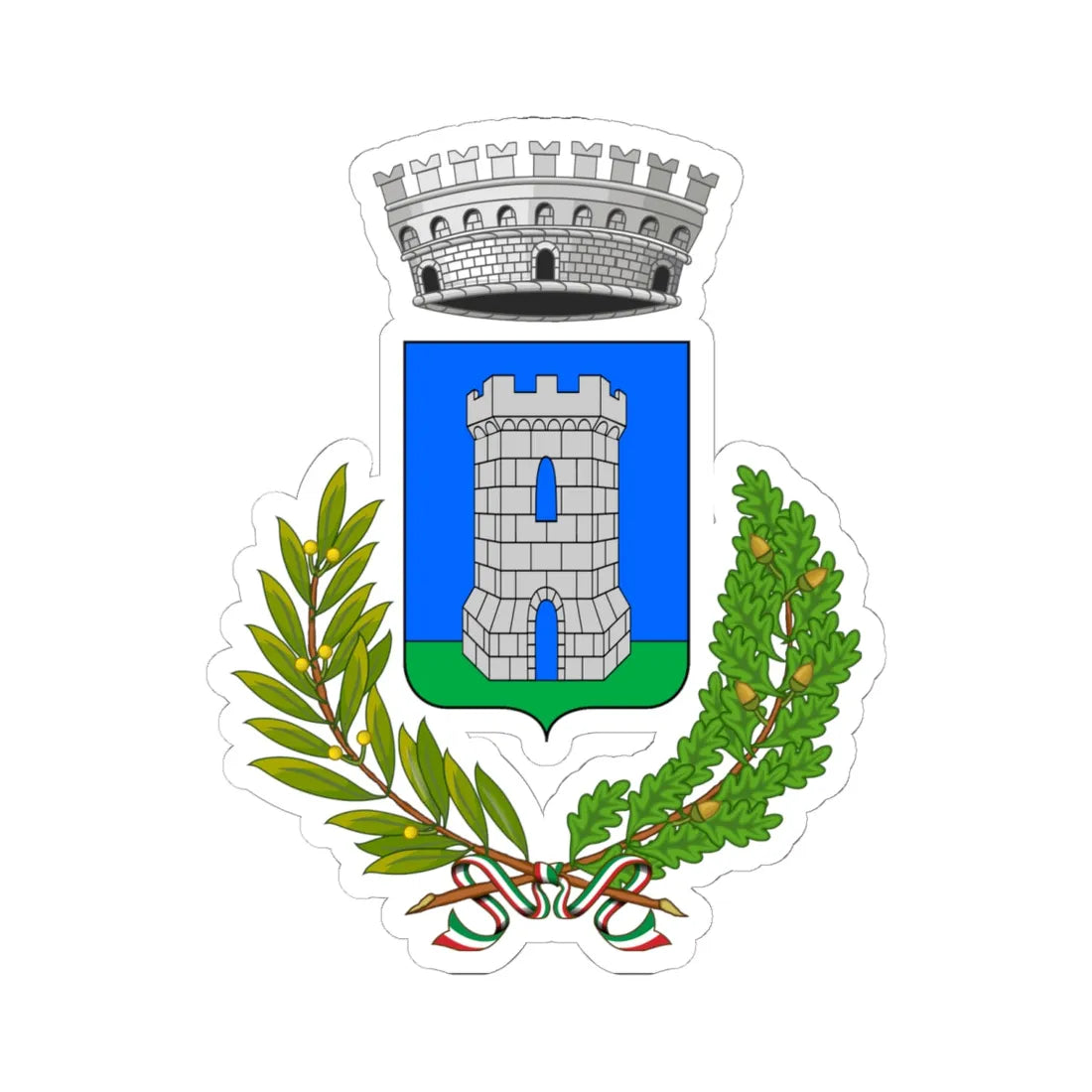 Chiusavecchia-Stemma (Italy) (Coat of Arms) STICKER Vinyl Kiss-Cut Decal 6 Inch White - The Sticker Space