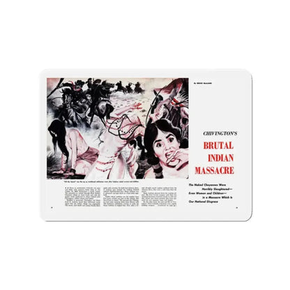 Chivington's Brutal Indian Massacre, Sir! magazine, July 1959 (Magazine Illustration) Refrigerator Magnet 2 Inch Die-Cut - The Sticker Space