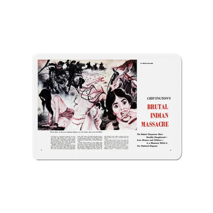 Chivington's Brutal Indian Massacre, Sir! magazine, July 1959 (Magazine Illustration) Refrigerator Magnet 3 Inch Die-Cut - The Sticker Space