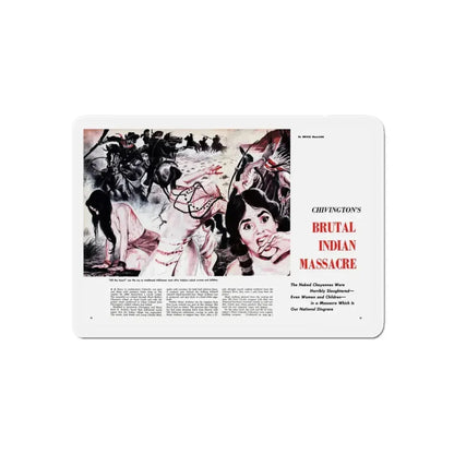 Chivington's Brutal Indian Massacre, Sir! magazine, July 1959 (Magazine Illustration) Refrigerator Magnet 4 Inch Die-Cut - The Sticker Space