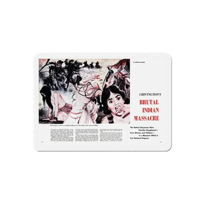 Chivington's Brutal Indian Massacre, Sir! magazine, July 1959 (Magazine Illustration) Refrigerator Magnet 5 Inch Die-Cut - The Sticker Space