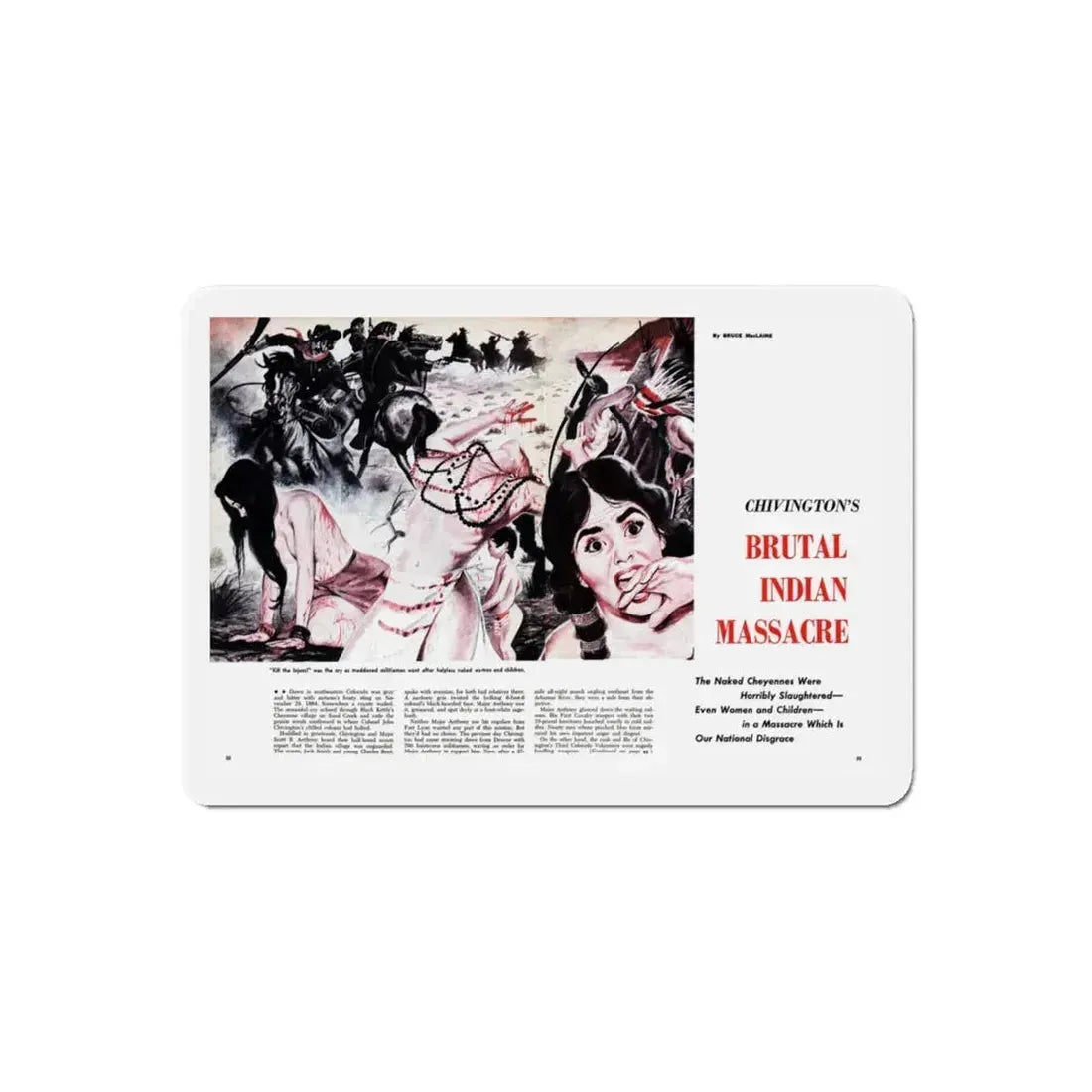 Chivington's Brutal Indian Massacre, Sir! magazine, July 1959 (Magazine Illustration) Refrigerator Magnet 6 Inch Die-Cut - The Sticker Space