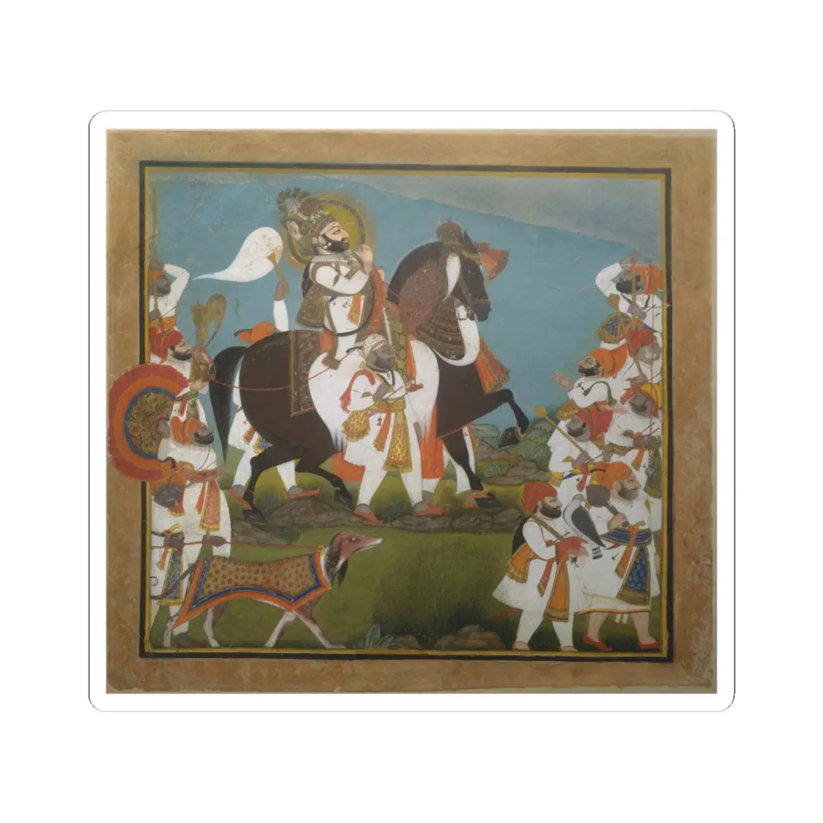 Chokha - Maharana Bhim Singh and Retinue Embark on a Hunt - ca. 1805–10 v1 - STICKER Vinyl Kiss-Cut Decal