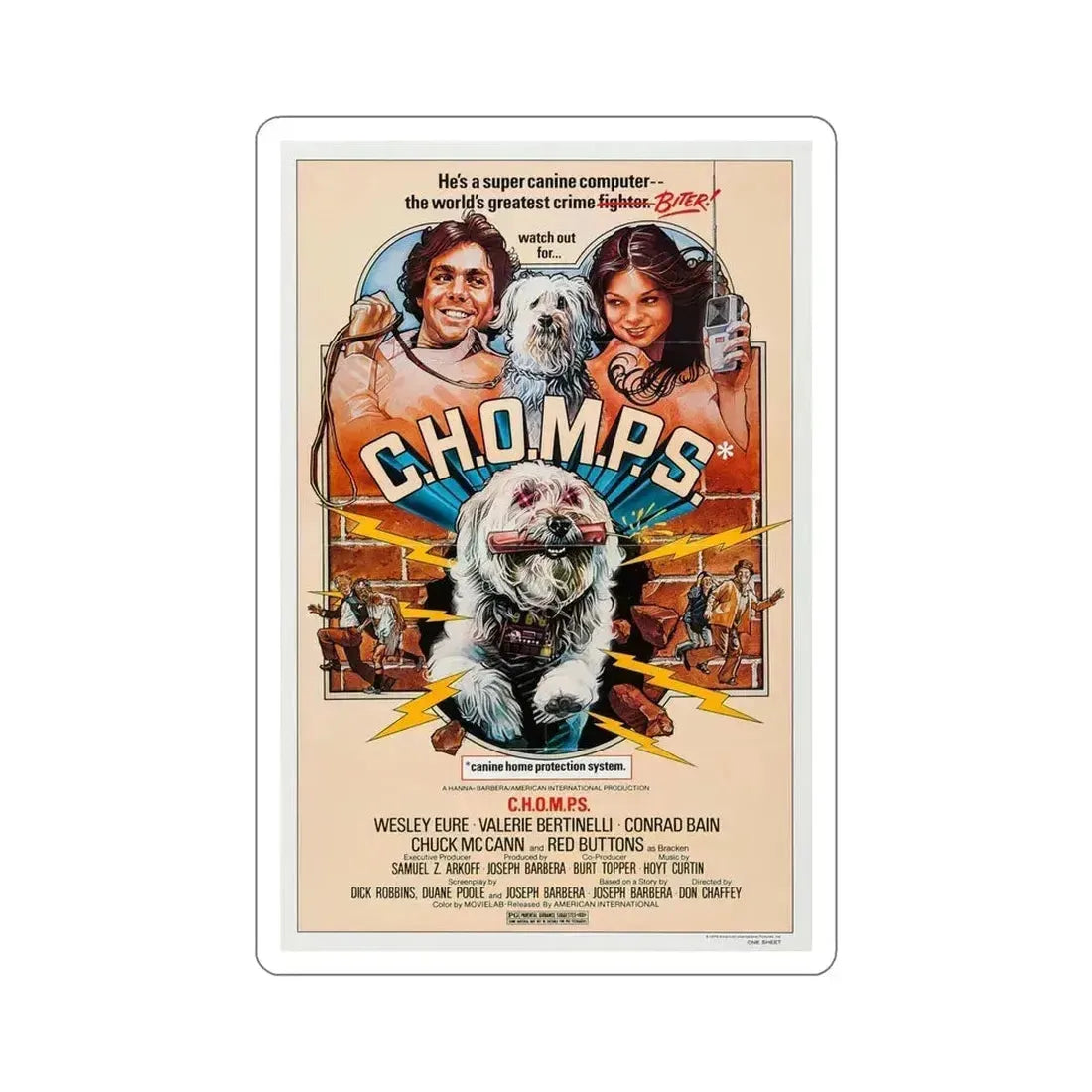 CHOMPS 1979 Movie Poster STICKER Vinyl Die-Cut Decal 6 Inch - The Sticker Space