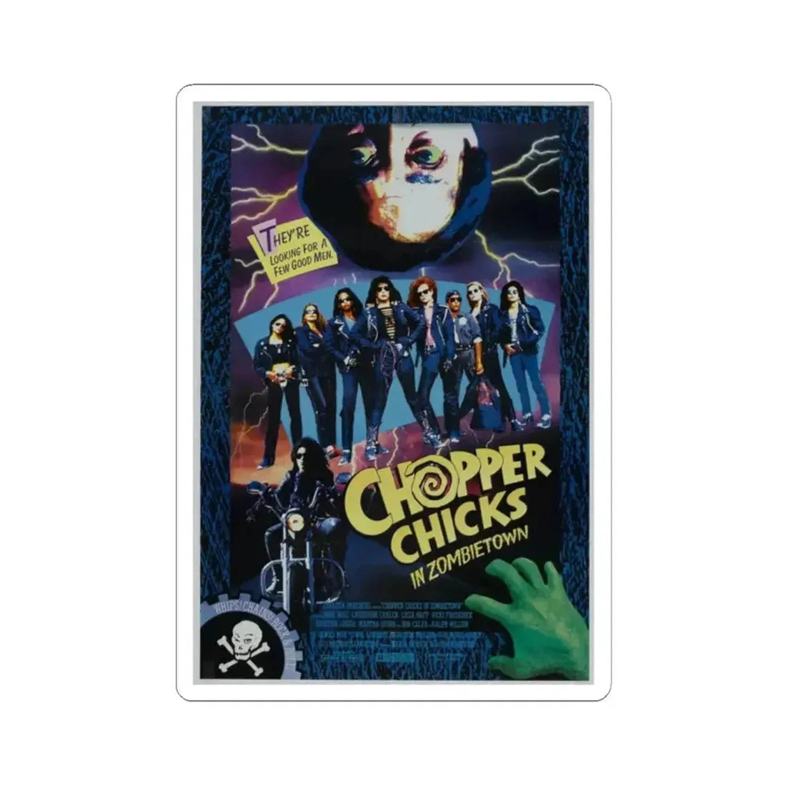 CHOPPER CHICKS IN ZOMBIETOWN 1989 Movie Poster - STICKER Vinyl Kiss-Cut Decal 2 Inch White - The Sticker Space
