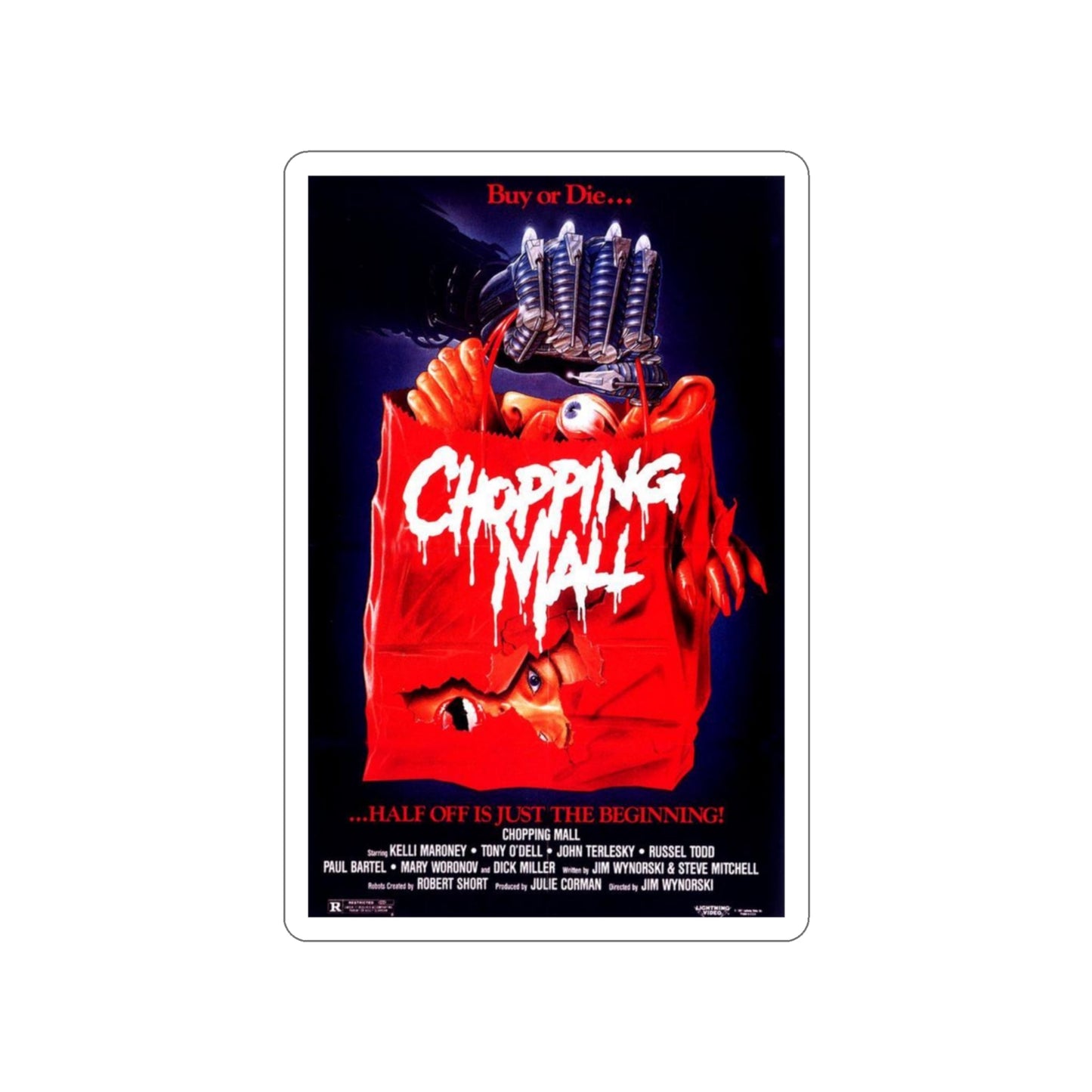 CHOPPING MALL (2) 1986 Movie Poster STICKER Vinyl Die-Cut Decal-3 Inch-The Sticker Space