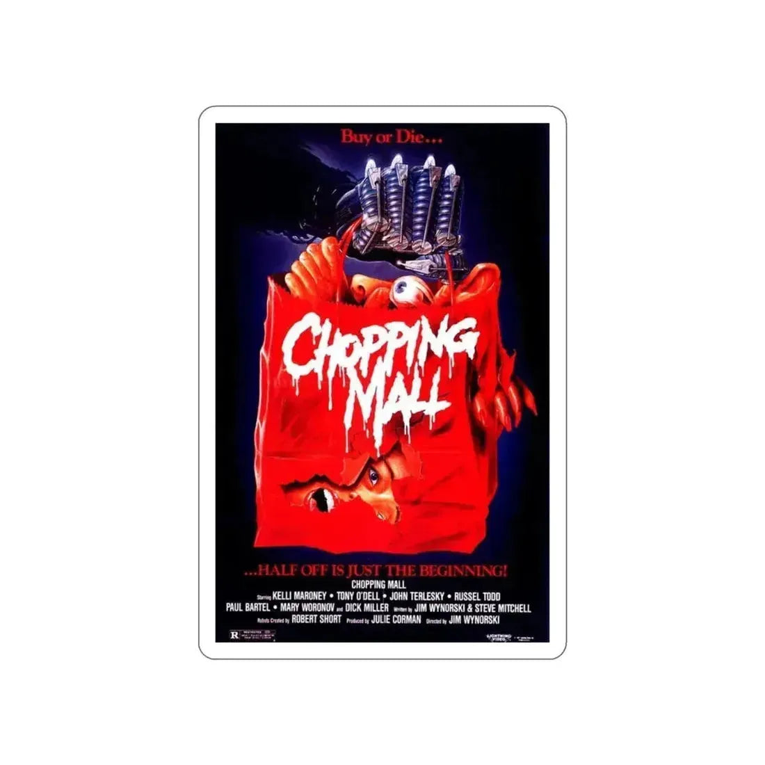 CHOPPING MALL (2) 1986 Movie Poster STICKER Vinyl Die-Cut Decal 4 Inch - The Sticker Space