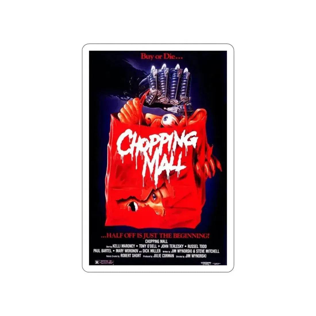 CHOPPING MALL (2) 1986 Movie Poster STICKER Vinyl Die-Cut Decal - The Sticker Space