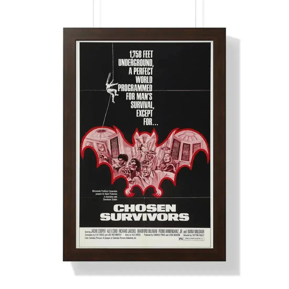 CHOSEN SURVIVORS 1974 - Framed Movie Poster 16″ x 24″ Walnut - The Sticker Space