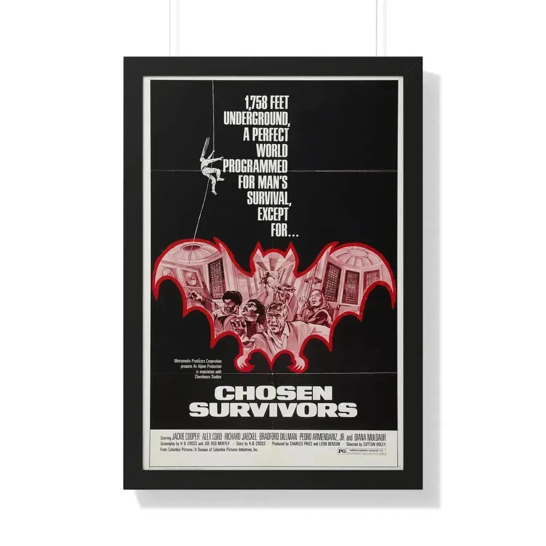 CHOSEN SURVIVORS 1974 - Framed Movie Poster 20" x 30" Black - The Sticker Space