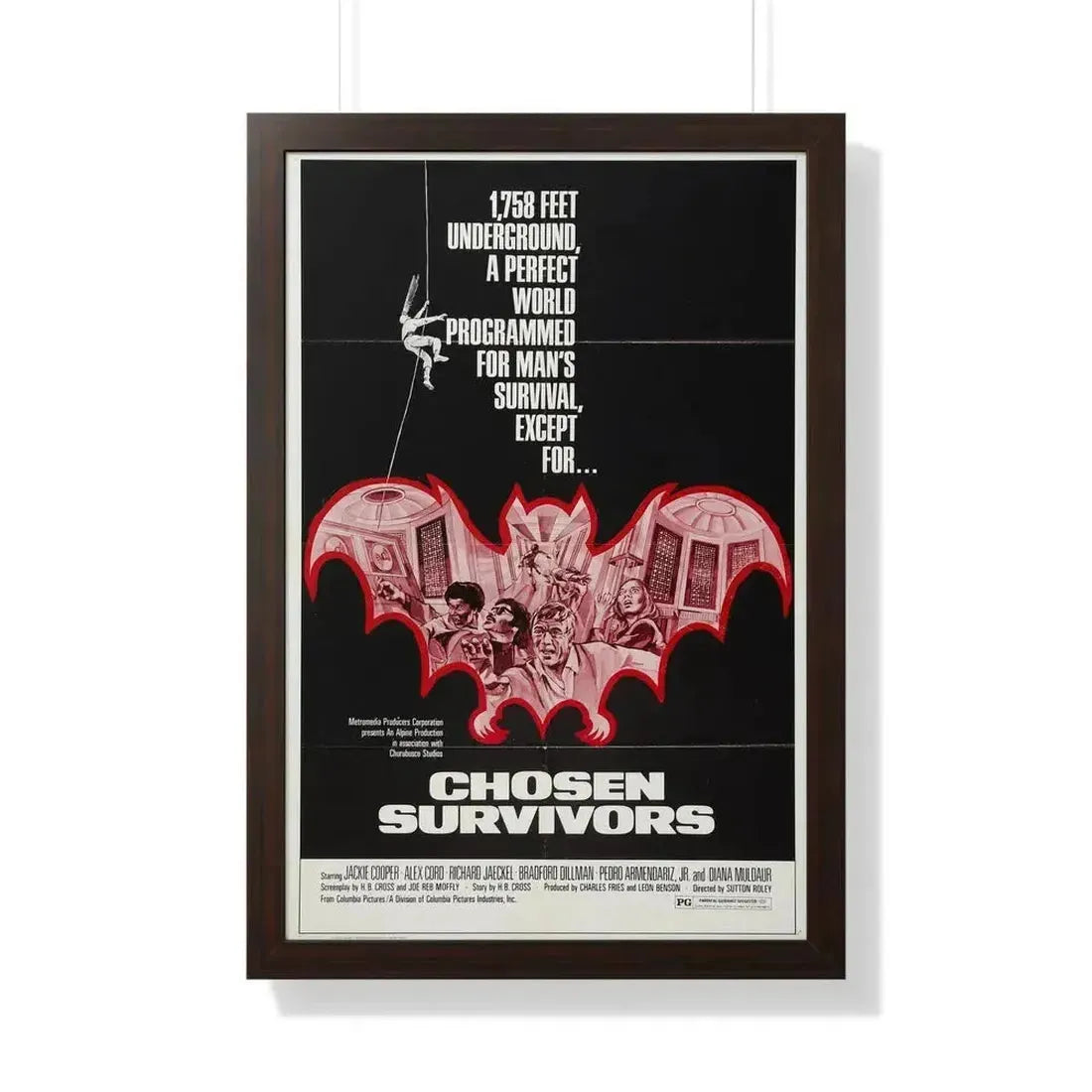 CHOSEN SURVIVORS 1974 - Framed Movie Poster 20" x 30" Walnut - The Sticker Space