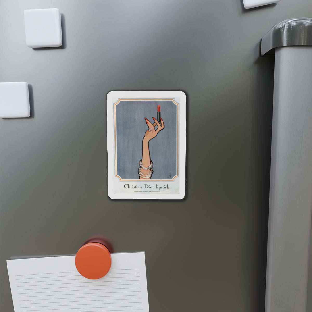 Christian Dior lipstick, advertisement illustration (Magazine Illustration) Refrigerator Magnet-The Sticker Space