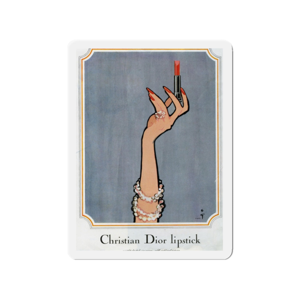 Christian Dior lipstick, advertisement illustration (Magazine Illustration) Refrigerator Magnet-2" x 2"-The Sticker Space