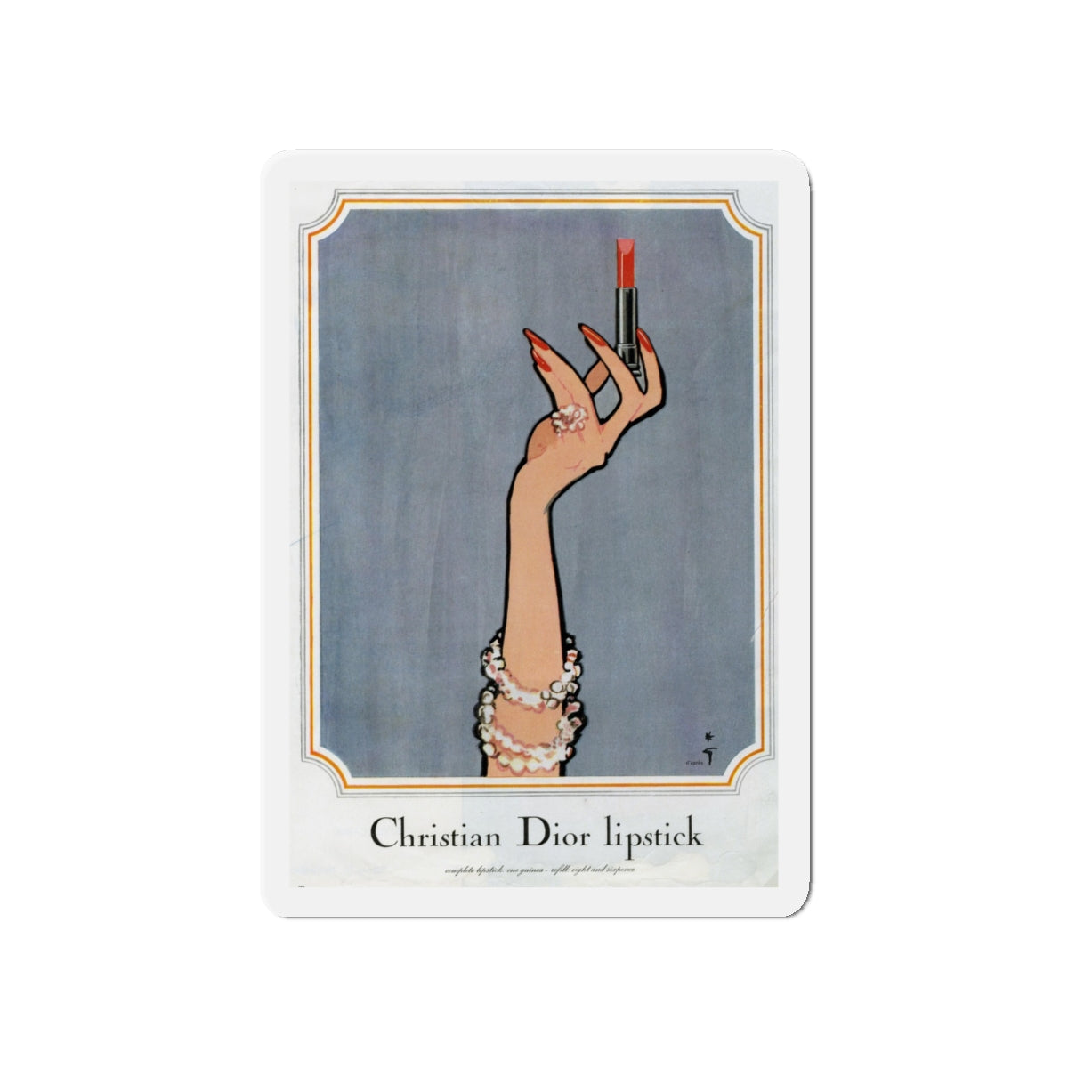 Christian Dior lipstick, advertisement illustration (Magazine Illustration) Refrigerator Magnet-4" x 4"-The Sticker Space