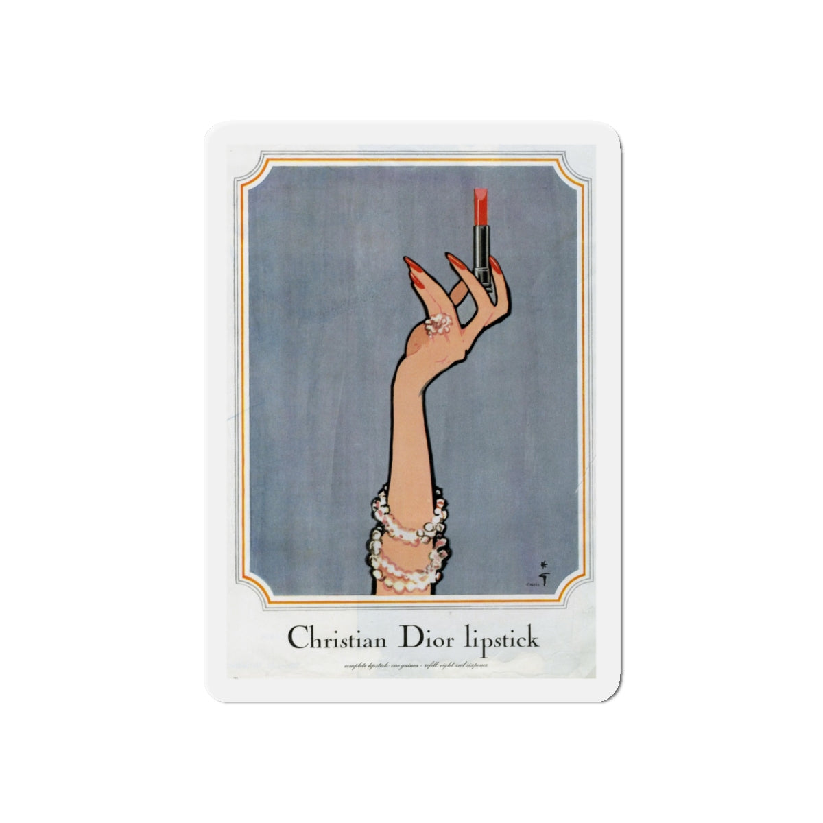 Christian Dior lipstick, advertisement illustration (Magazine Illustration) Refrigerator Magnet-5" x 5"-The Sticker Space