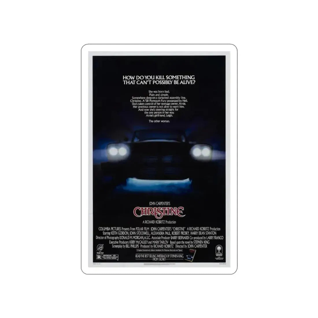CHRISTINE 1983 Movie Poster STICKER Vinyl Die-Cut Decal 2 Inch - The Sticker Space