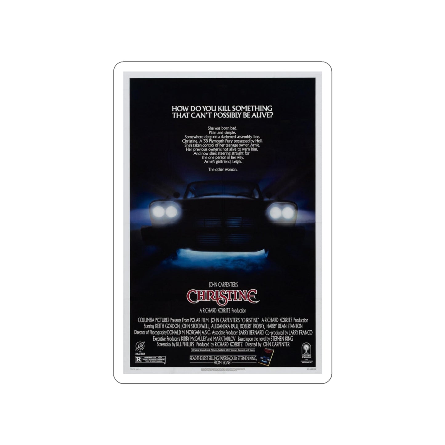 CHRISTINE 1983 Movie Poster STICKER Vinyl Die-Cut Decal-3 Inch-The Sticker Space