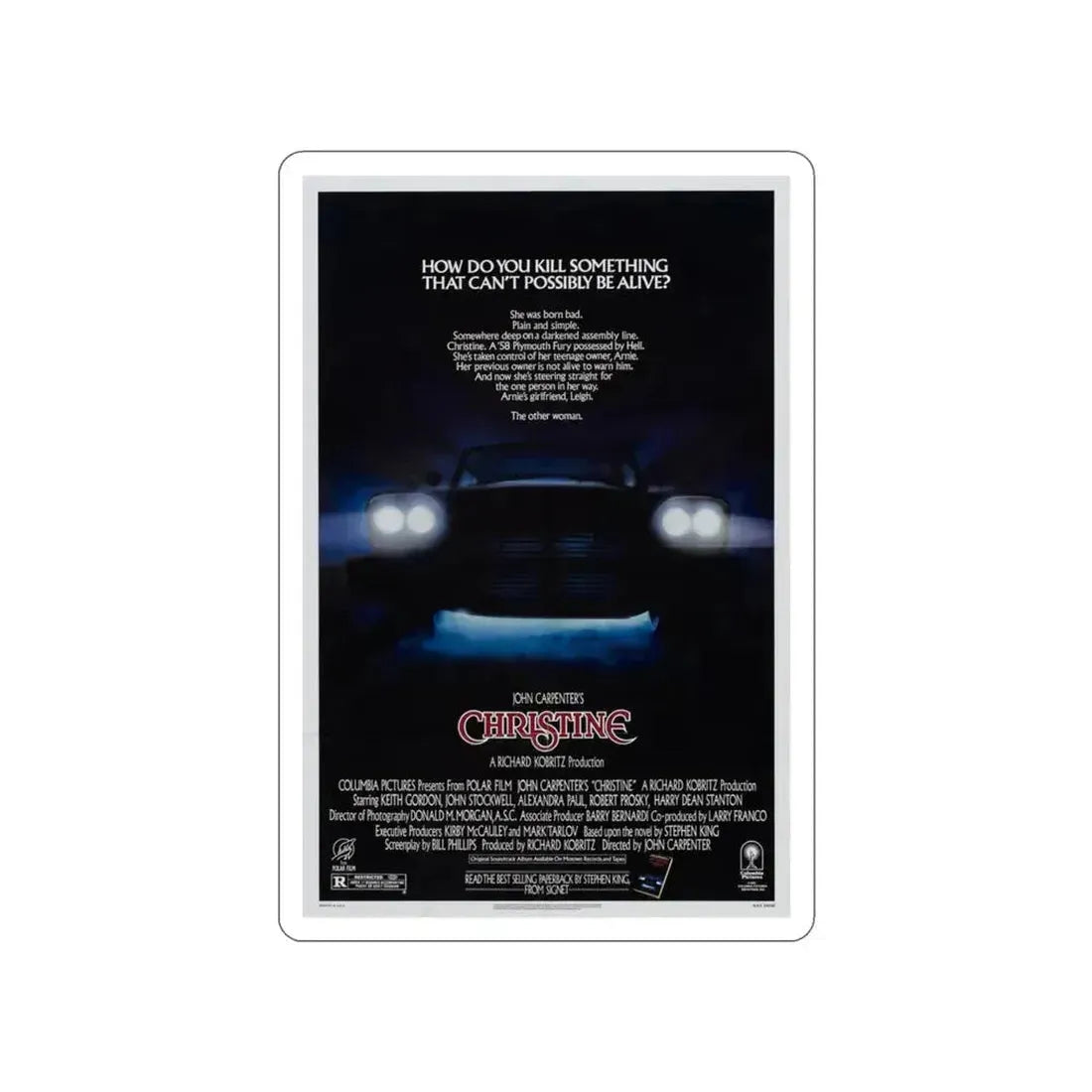 CHRISTINE 1983 Movie Poster STICKER Vinyl Die-Cut Decal 3 Inch - The Sticker Space