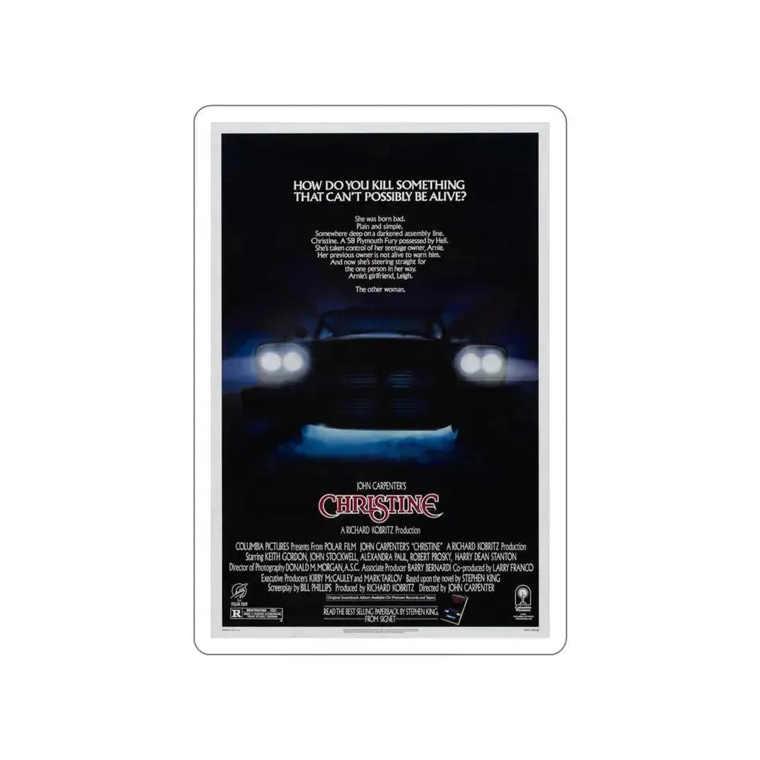 CHRISTINE 1983 Movie Poster STICKER Vinyl Die-Cut Decal 5 Inch - The Sticker Space