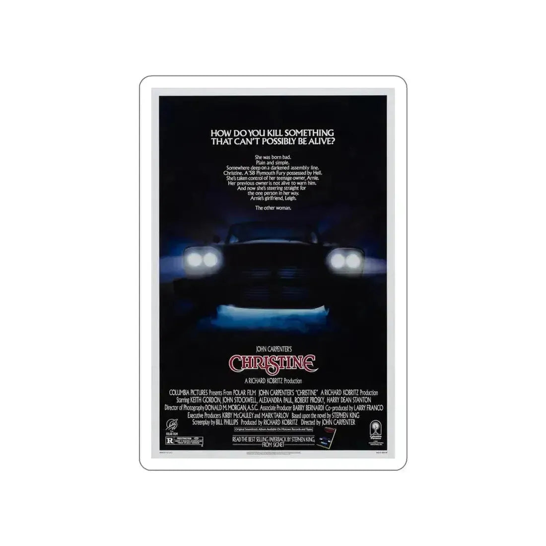 CHRISTINE 1983 Movie Poster STICKER Vinyl Die-Cut Decal 6 Inch - The Sticker Space
