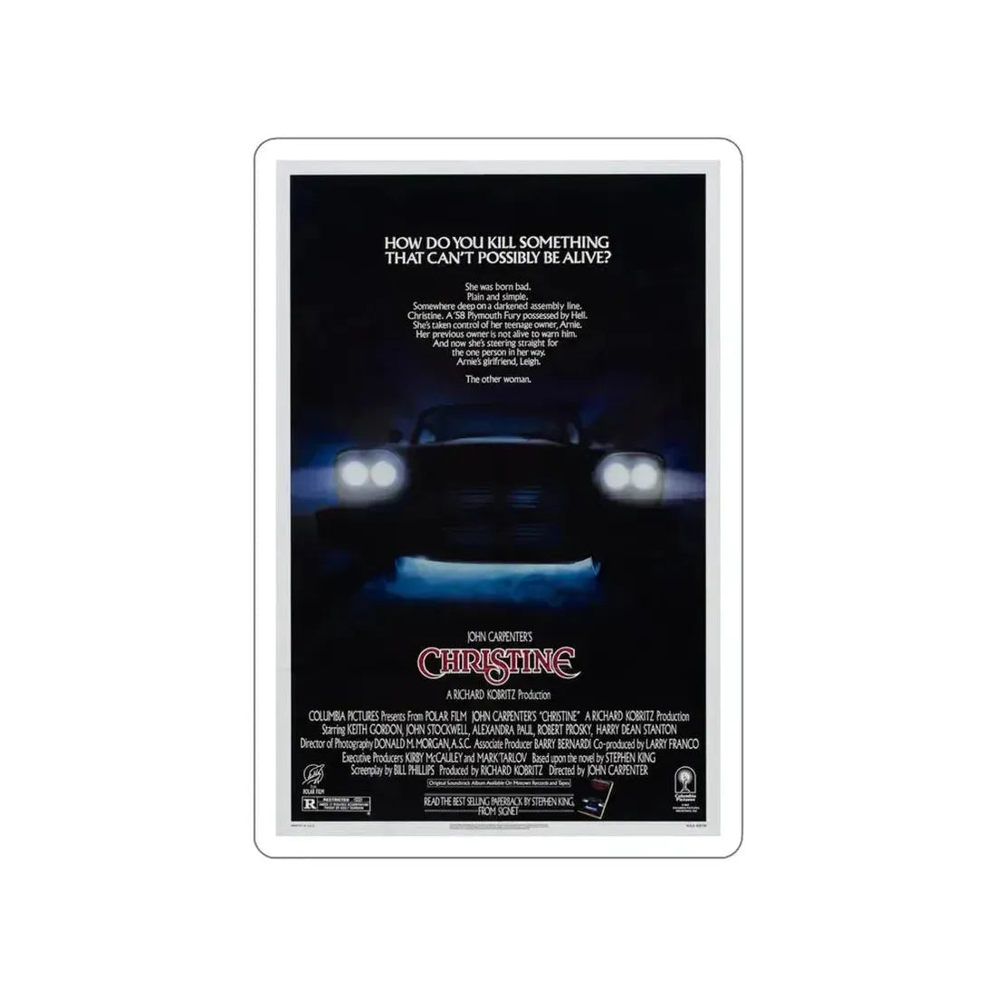 CHRISTINE 1983 Movie Poster STICKER Vinyl Die-Cut Decal - The Sticker Space