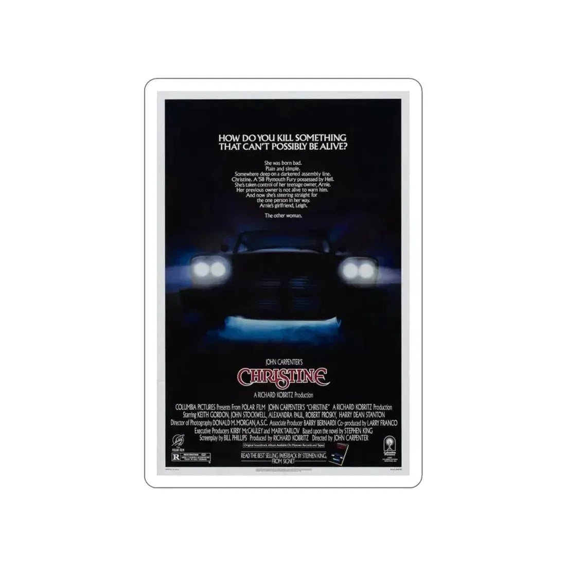 CHRISTINE 1983 Movie Poster STICKER Vinyl Die-Cut Decal - The Sticker Space