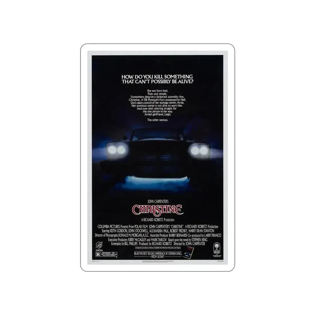 CHRISTINE 1983 Movie Poster STICKER Vinyl Die-Cut Decal - The Sticker Space