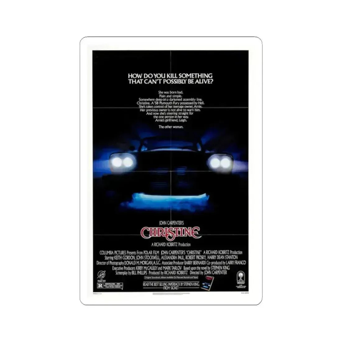 Christine 1983 Movie Poster - STICKER Vinyl Kiss-Cut Decal 2 Inch White - The Sticker Space