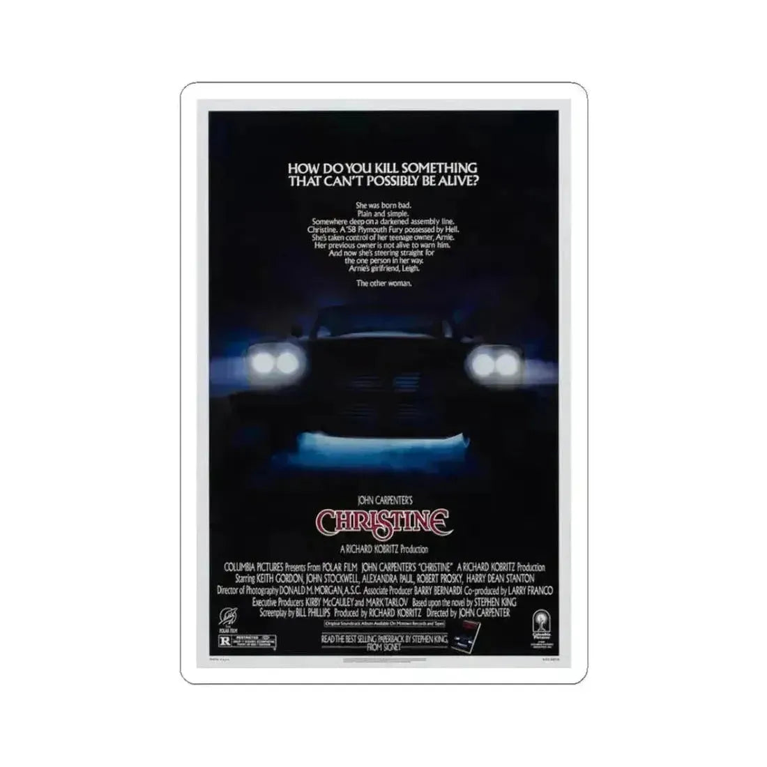 CHRISTINE 1983 Movie Poster - STICKER Vinyl Kiss-Cut Decal 3 Inch White - The Sticker Space