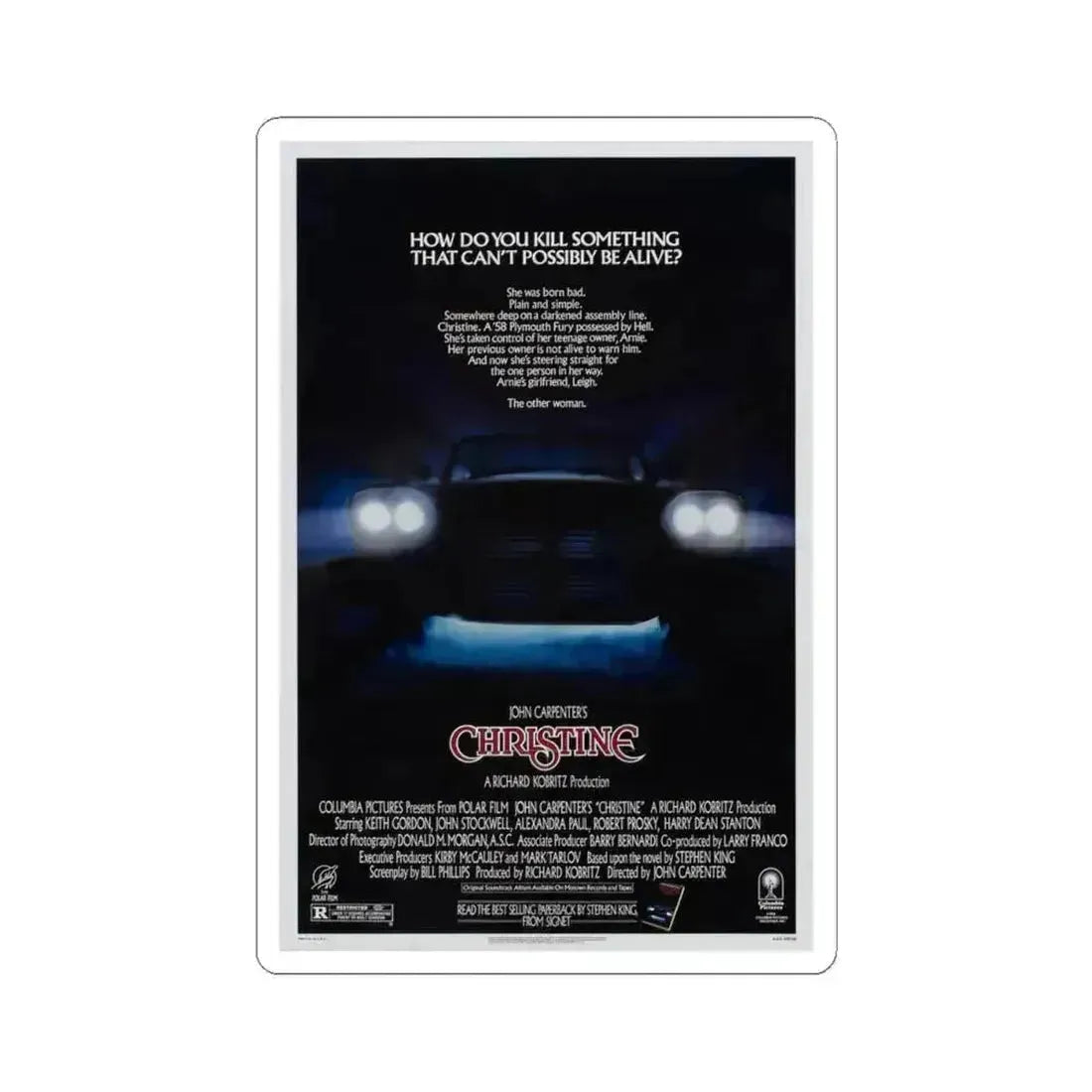 CHRISTINE 1983 Movie Poster - STICKER Vinyl Kiss-Cut Decal 4 Inch White - The Sticker Space