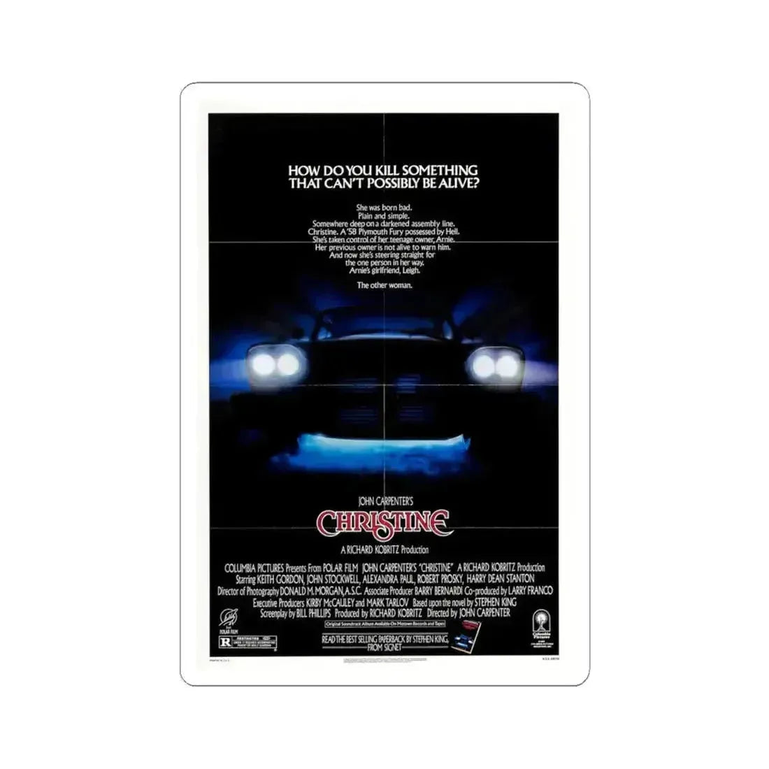 Christine 1983 Movie Poster - STICKER Vinyl Kiss-Cut Decal 6 Inch White - The Sticker Space