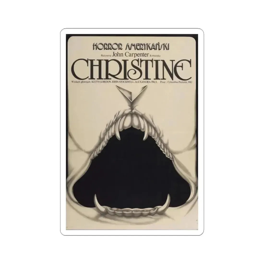 CHRISTINE (POLISH) 1983 Movie Poster - STICKER Vinyl Kiss-Cut Decal 2 Inch White - The Sticker Space